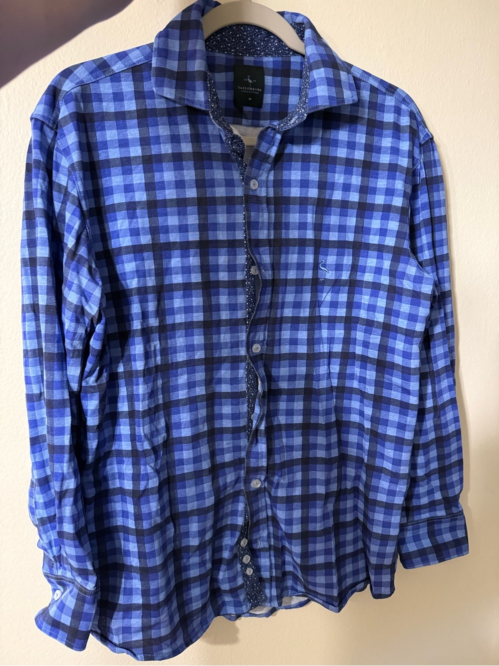 TailorByrd Men's Blue Check Long-Sleeve Button-Down Shirt